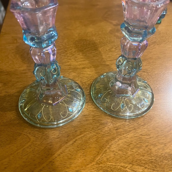 PartyLite Iridescent Purple and Teal Candle Holder Set and votive holder. - Picture 7 of 7